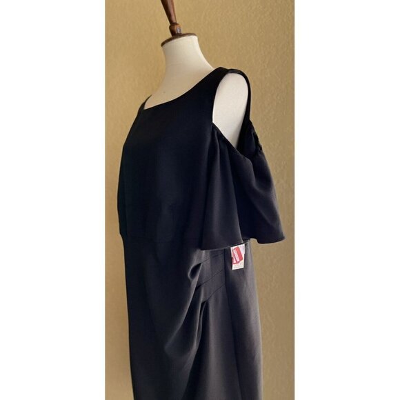 Eliza J Womens Plus Black Cold Shoulder Ruffle Sheath Dress Size 22W - Picture 5 of 11